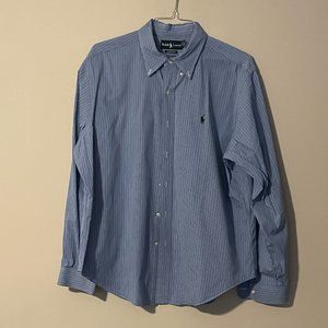 Ralph Lauren Men's Classic Fit Long Sleeve Button-down Collar Blue Stripe XL